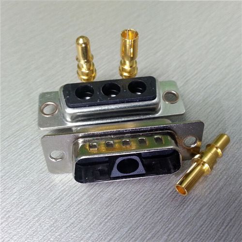 d-sub大电流弯脚3w3公头连接器 工业电脑插头3芯弯脚焊板式接插件